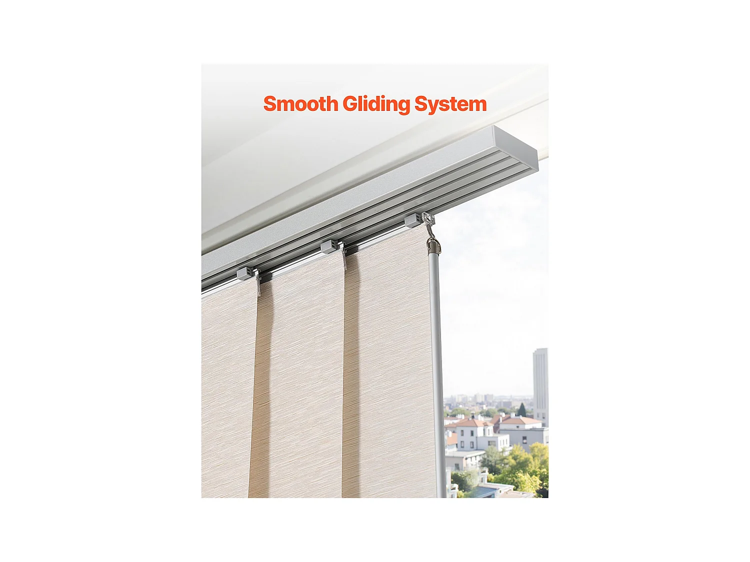 Store à Panneaux SucceBuy sur Rail Extensible, 116-218 cm de Largeur, Panneau Japonais Vertical Ajustable jusqu'à 243 cm de Hauteur, Marron Clair