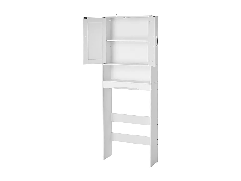 Opbergmeubel SucceBuy voor Toilet, Hoogte 165,1 cm, Opbergruimte Boven Toilet of Wasmachine, Ruimtebesparende Badkamerkast, Wit