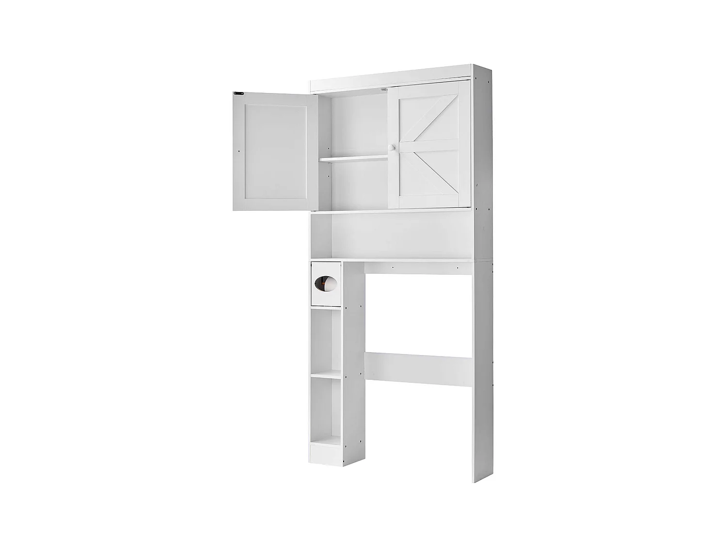 Meuble de Rangement WC SucceBuy, Hauteur 171,3 cm, Rangement au Dessus des Toilettes ou Machine à Laver, Armoire de Salle de Bain Gain de Place, Blanc