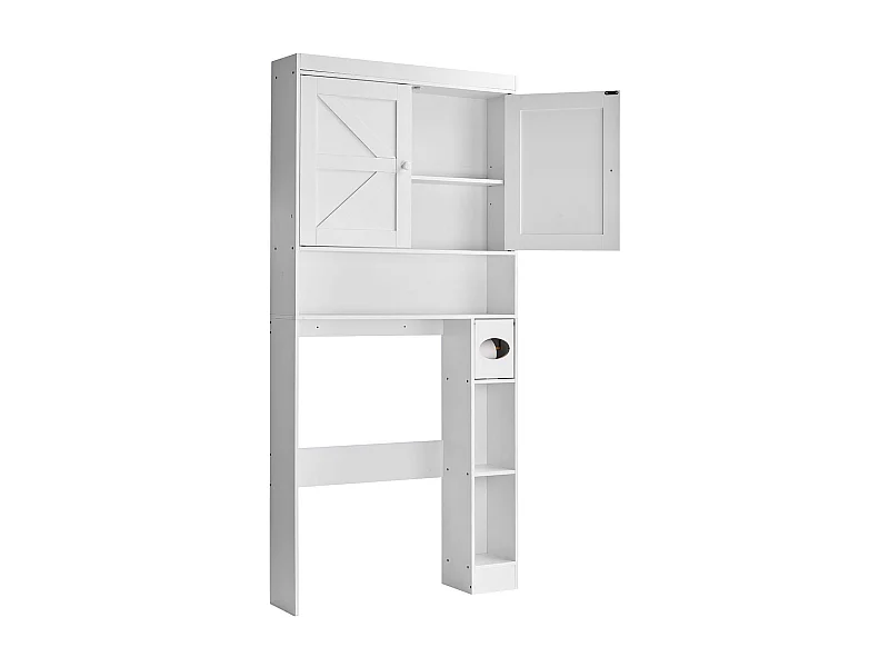Opbergmeubel SucceBuy voor Toilet, Hoogte 171,3 cm, Opbergruimte Boven het Toilet of de Wasmachine, Ruimtebesparende Badkamerkast, Wit