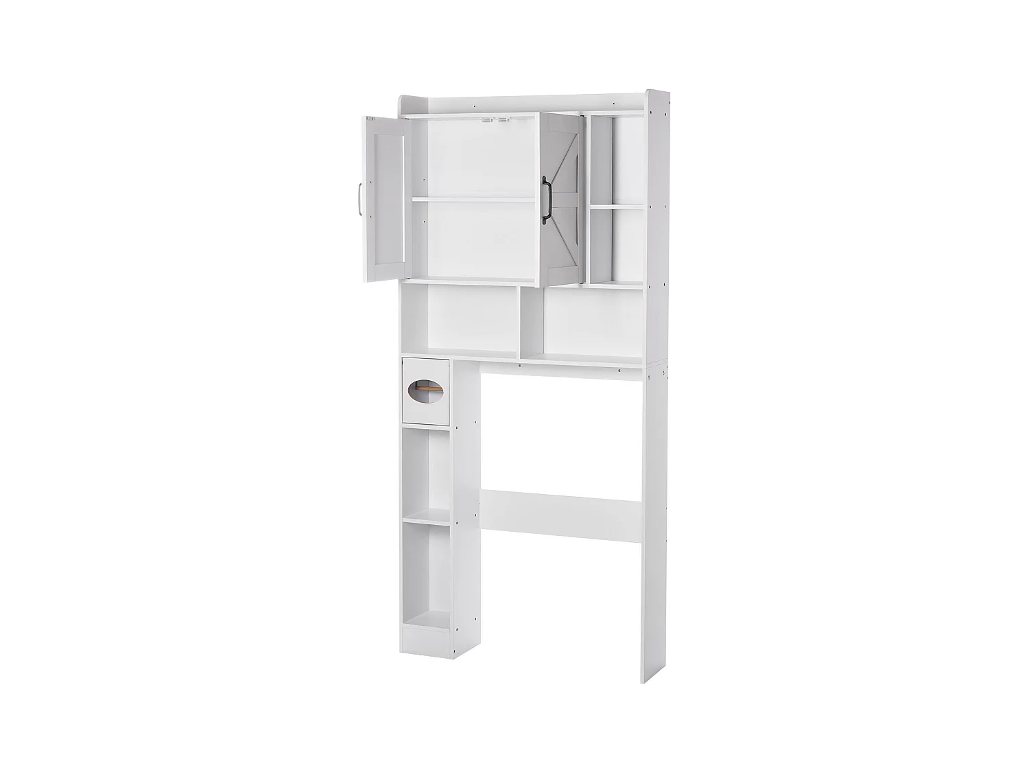 Meuble de Rangement WC SucceBuy, Hauteur 168 cm, Rangement au Dessus des Toilettes ou Machine à Laver, Armoire de Salle de Bain Gain de Place, Blanc