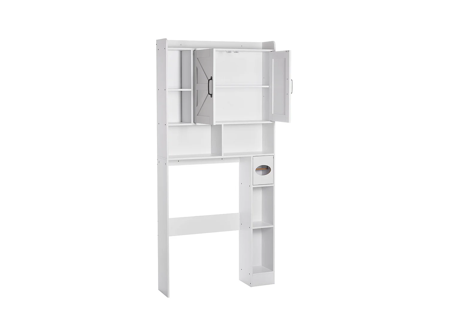 Meuble de Rangement WC SucceBuy, Hauteur 168 cm, Rangement au Dessus des Toilettes ou Machine à Laver, Armoire de Salle de Bain Gain de Place, Blanc