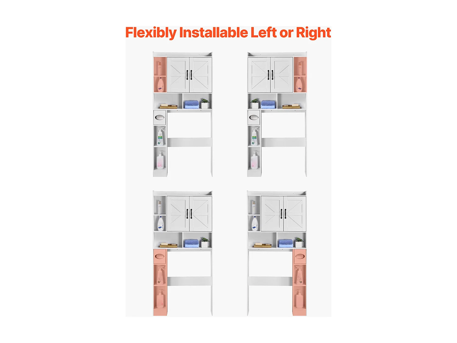 Meuble de Rangement WC SucceBuy, Hauteur 168 cm, Rangement au Dessus des Toilettes ou Machine à Laver, Armoire de Salle de Bain Gain de Place, Blanc