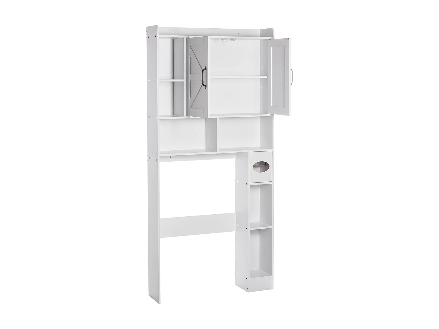 Meuble de Rangement WC SucceBuy, Hauteur 168 cm, Rangement au Dessus des Toilettes ou Machine à Laver, Armoire de Salle de Bain Gain de Place, Blanc