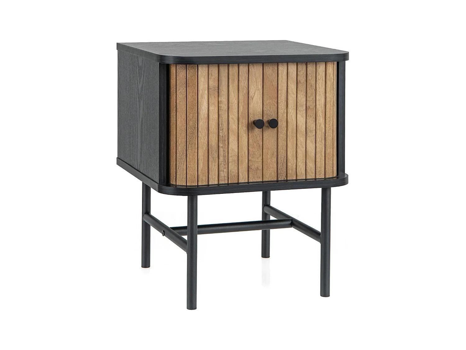 Nachttisch mit Schiebetüren Nachtschrank mit Stauraum 40 x 39 x 49 cm Schwarz