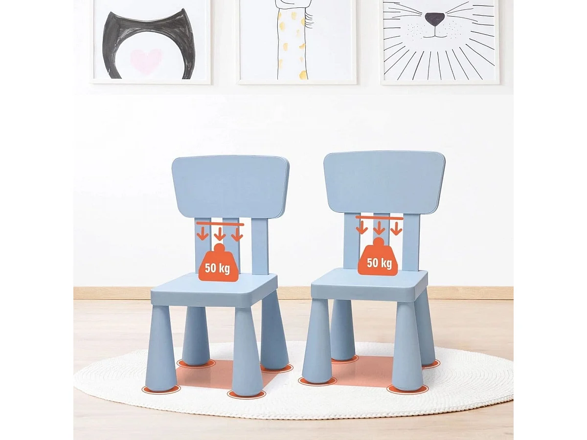 Ensemble Table et Chaises pour Enfants Bleu - Apprentissage et Jeux - 1 à 7 Ans