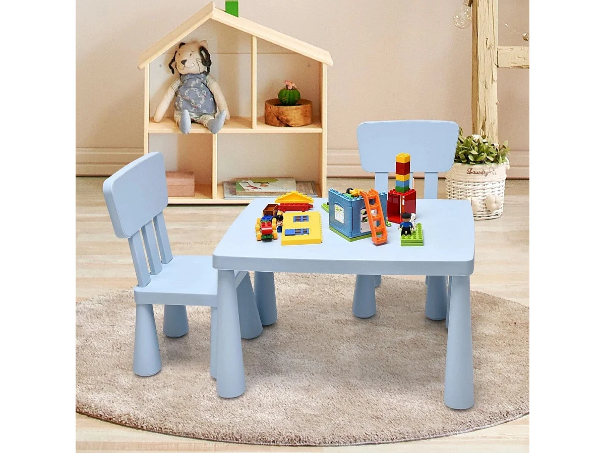 Ensemble Table et Chaises pour Enfants Bleu - Apprentissage et Jeux - 1 à 7 Ans