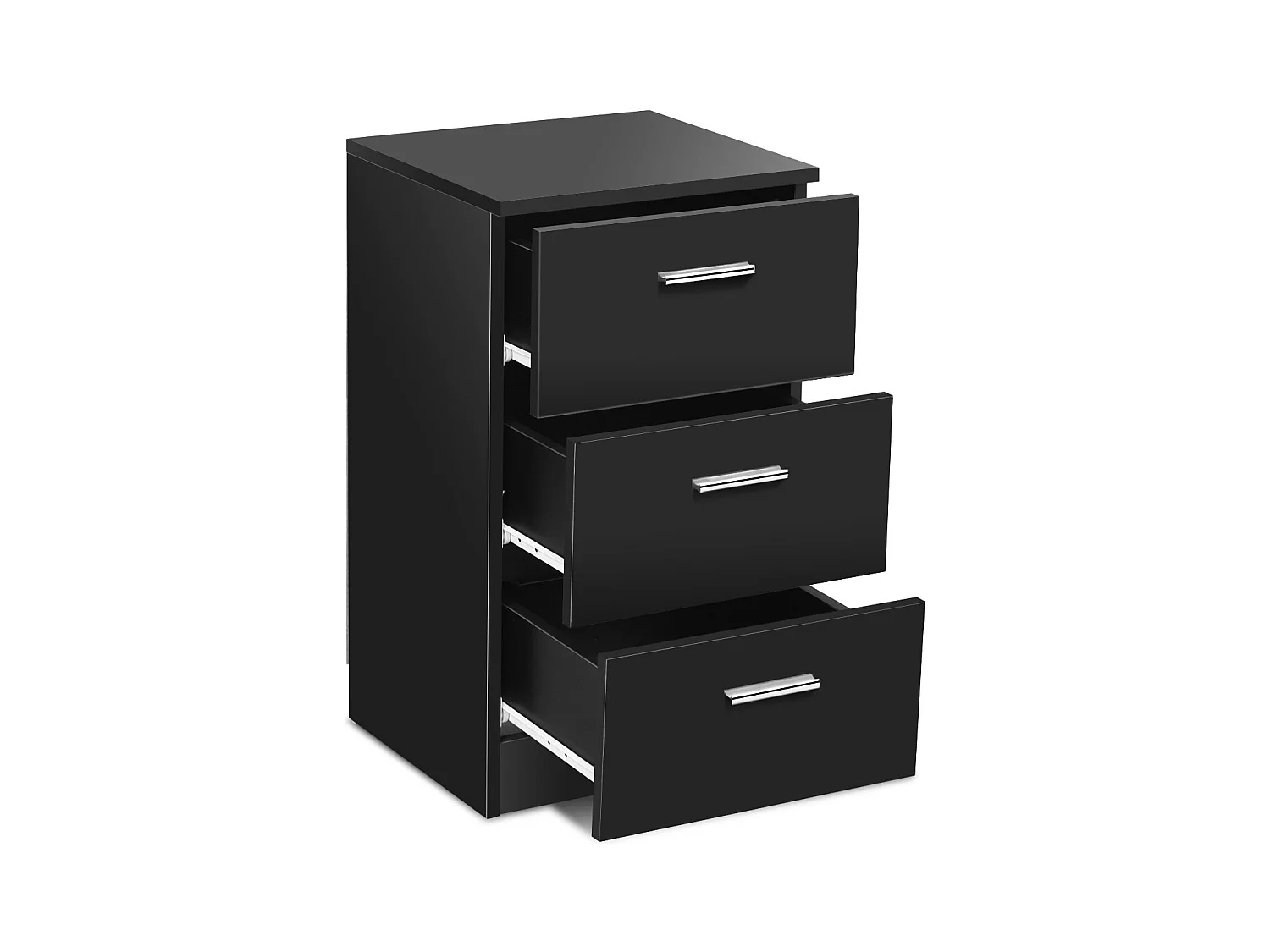 Table de Chevet à 3 Tiroirs de Rangement Caisson de Rangement Support d'Imprimante en MDF, 35x38x67cm, Noir