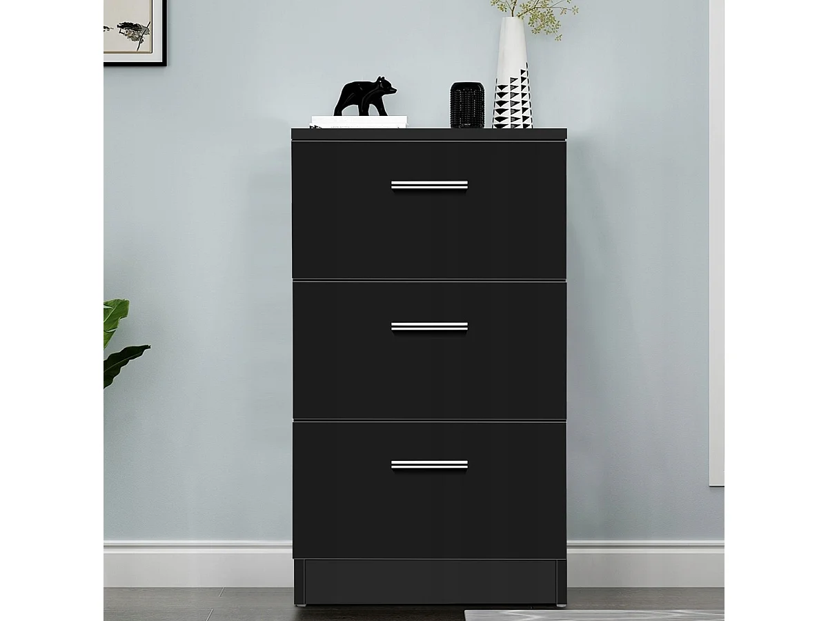 Nachttisch Nachtschrank Schubladenkommode mit 3 Schubkästen Spanplatte 38 x 67 x 35cm Schwarz