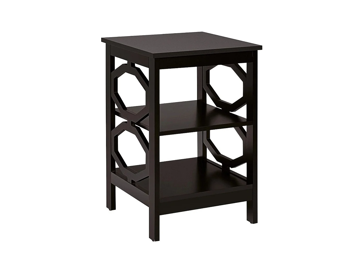 3 Ebenen Nachttisch OO-förmiger Beistelltisch mit Stabile Struktur 40 x 40 x 61 cm Braun