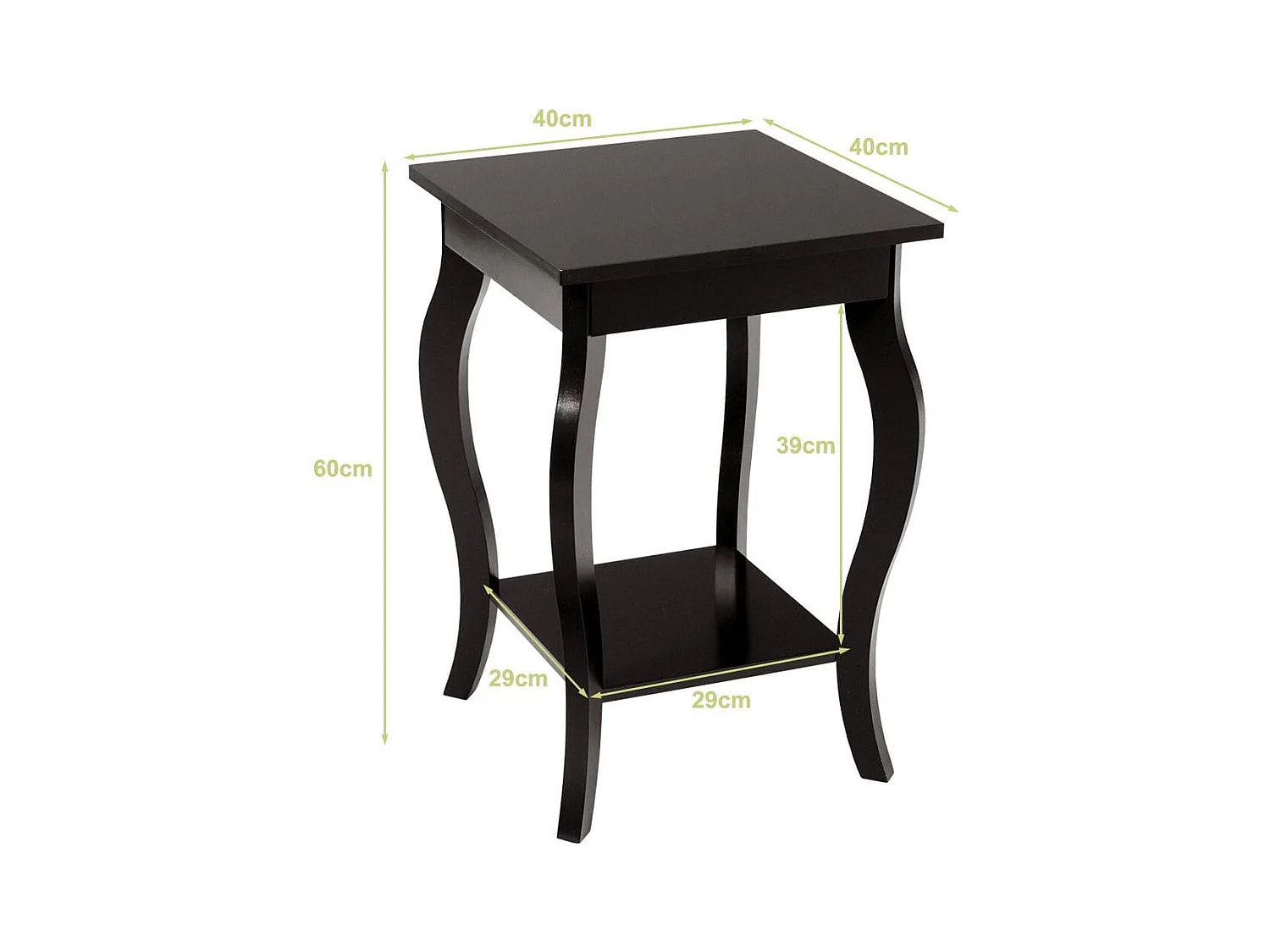 Nachttisch mit Ablage 2 Ebene Beistelltisch aus Holz mit geschwungenen Beinen Braun