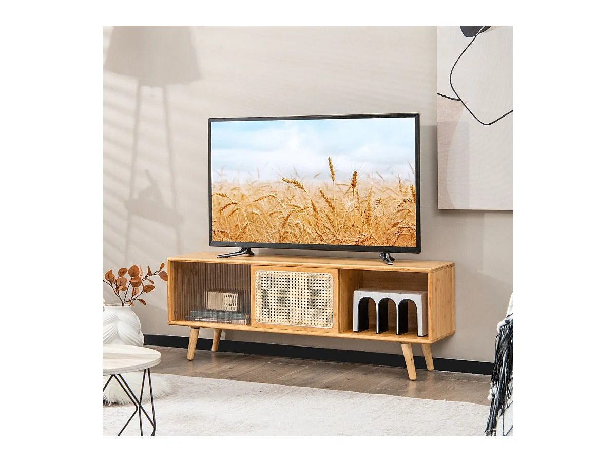 TV-Schrank Moderner TV-Ständer für Fernseher bis 55 Zoll 120,5 x 31 x 45,5 cm Natur