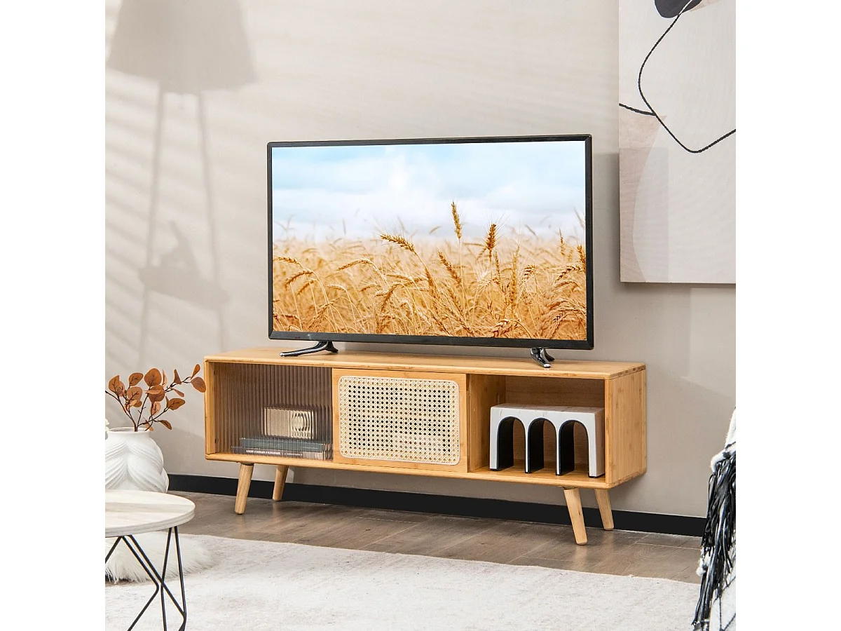 TV-Schrank Moderner TV-Ständer für Fernseher bis 55 Zoll 120,5 x 31 x 45,5 cm Natur