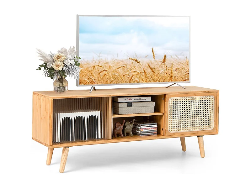 TV-Schrank Moderner TV-Ständer für Fernseher bis 55 Zoll 120,5 x 31 x 45,5 cm Natur