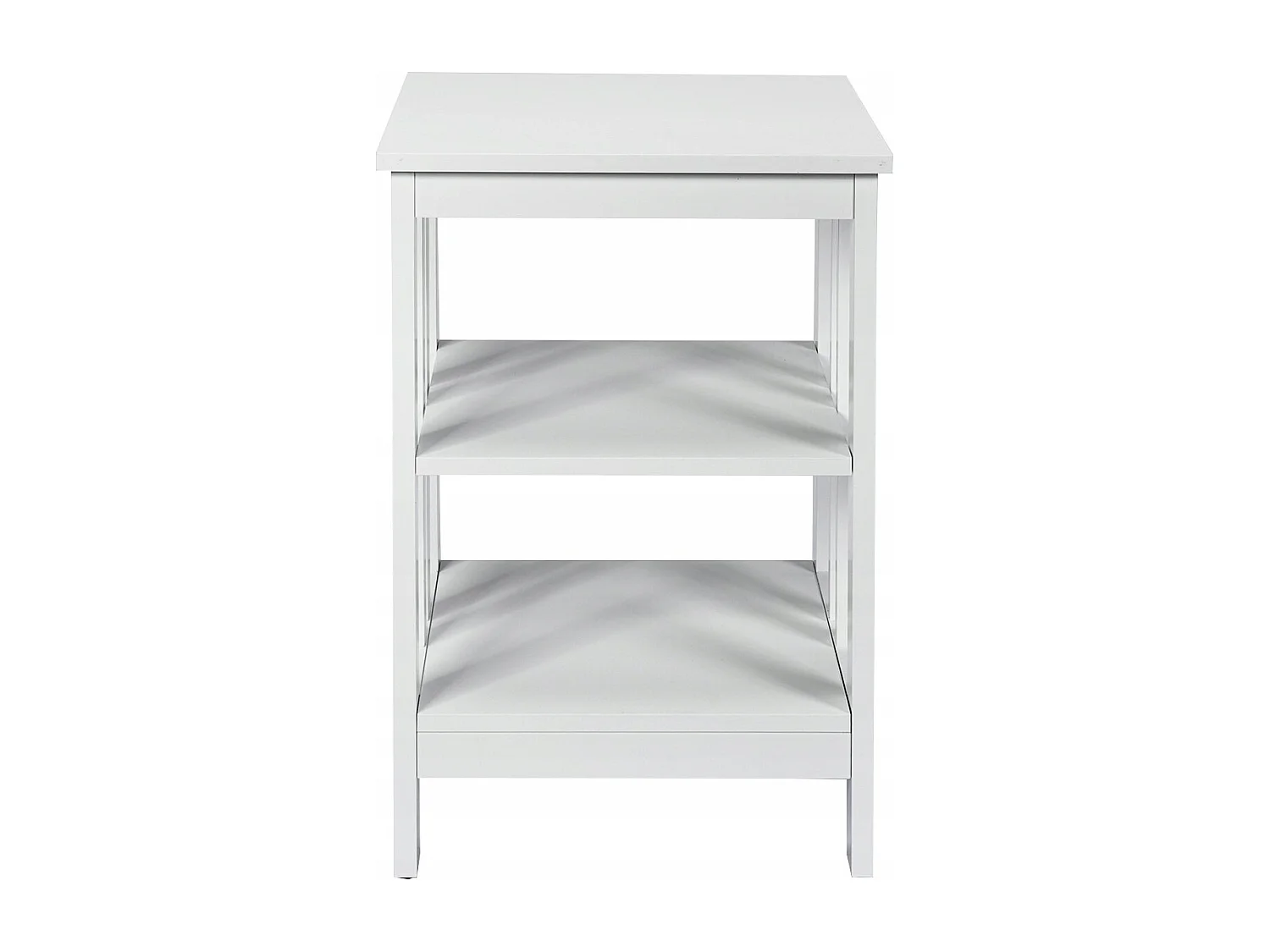 Tavolino multiuso con barre di rinforzi e struttura stabile, Comodino con 3 livelli facile da montare Bianco