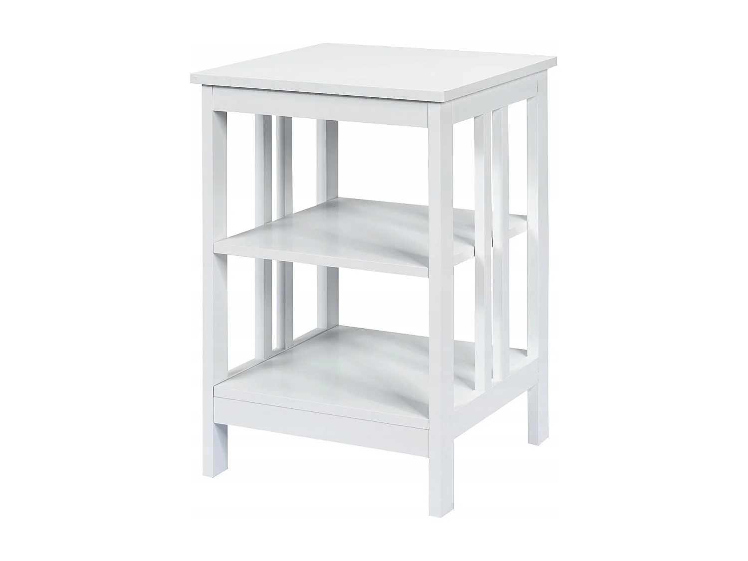 Tavolino multiuso con barre di rinforzi e struttura stabile, Comodino con 3 livelli facile da montare Bianco