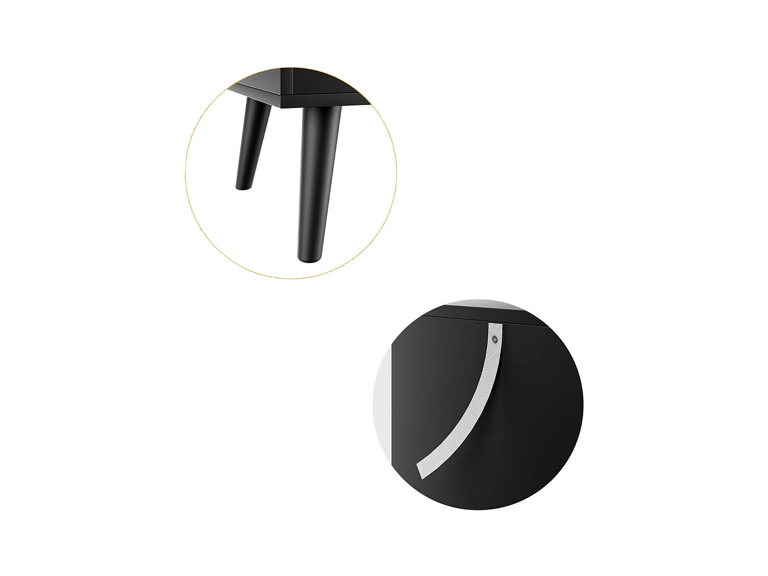 Table de Chevet Table de Nuit à 2 Tiroirs en Bois d'Hévéa Massif de Style Moderne 45 x 40 x 62 CM Noir