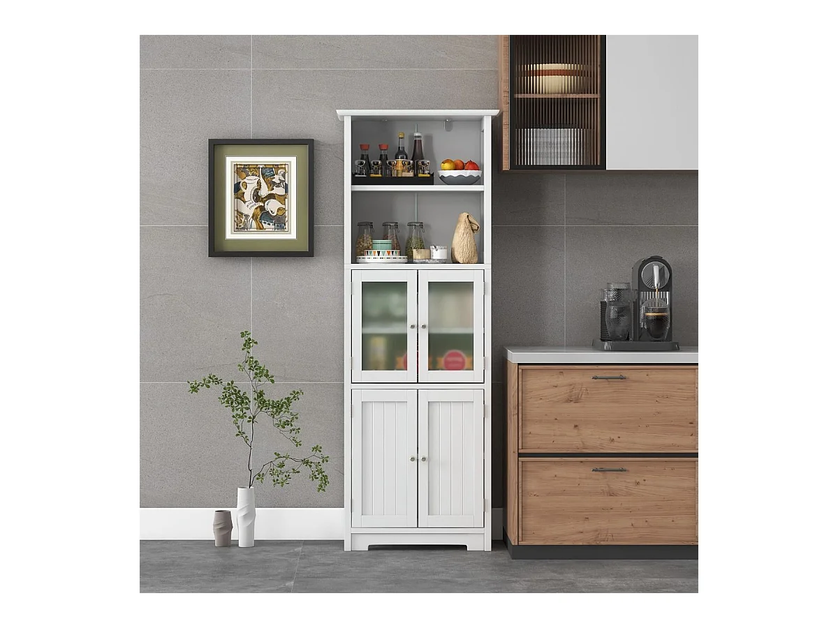 163 cm Hoher Badezimmerschrank Freistehender Vorratsschrank 60 x 30 x 163 cm Weiß