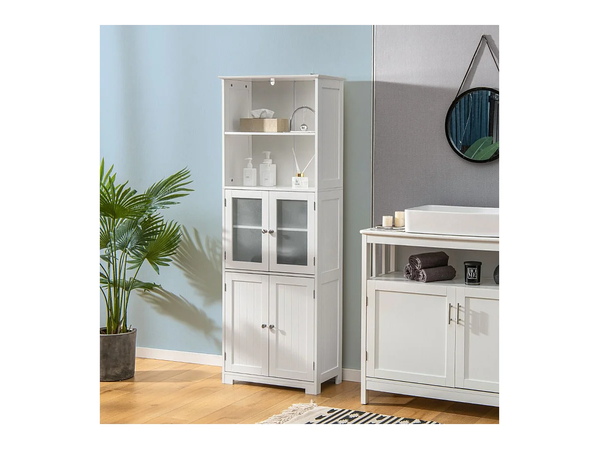 163 cm Hoher Badezimmerschrank Freistehender Vorratsschrank 60 x 30 x 163 cm Weiß