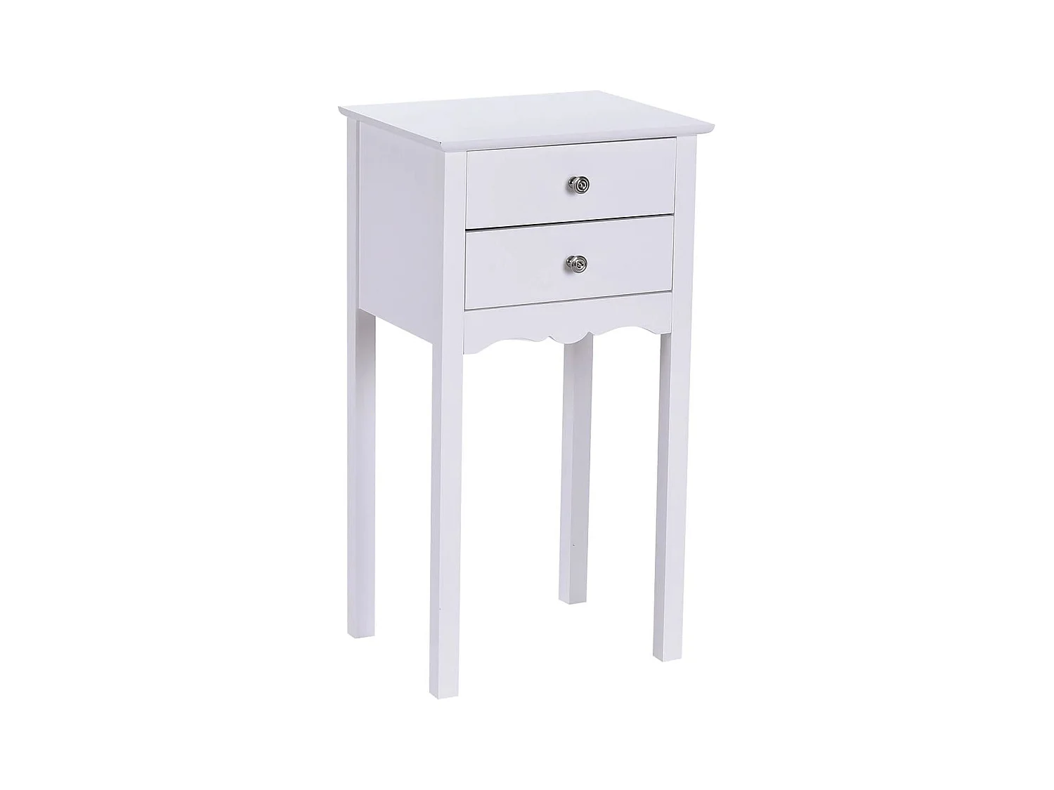 Table de Chevet avec 2 Tiroirs et Dispositif Anti-basculement 40 x 32 x 75 cm pour Chambre/Salon/Entrée/Couloir Blanc