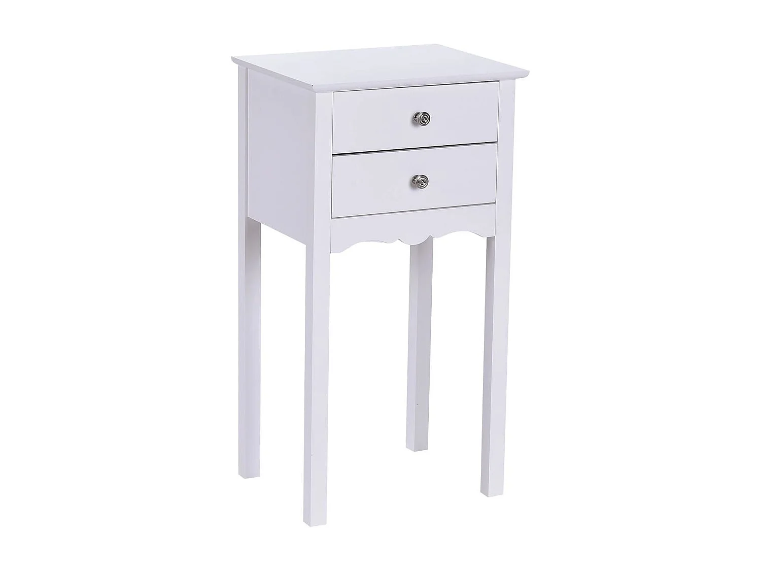 Table de Chevet avec 2 Tiroirs et Dispositif Anti-basculement 40 x 32 x 75 cm pour Chambre/Salon/Entrée/Couloir Blanc