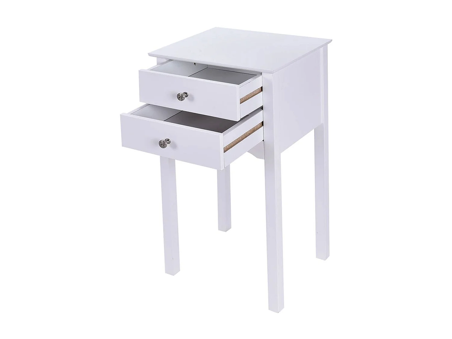 Table de Chevet avec 2 Tiroirs et Dispositif Anti-basculement 40 x 32 x 75 cm pour Chambre/Salon/Entrée/Couloir Blanc