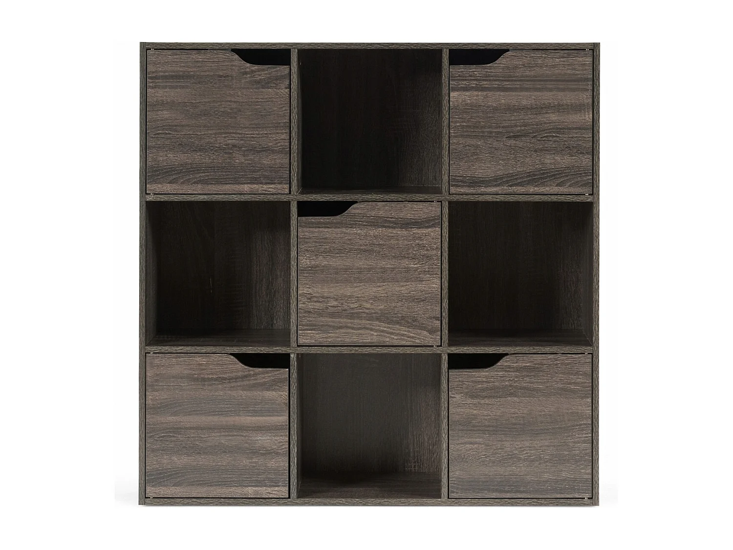 9-Fächer Stauraum Organizer Regal mit Türen freistehendes Holz Bücherregal-Grau