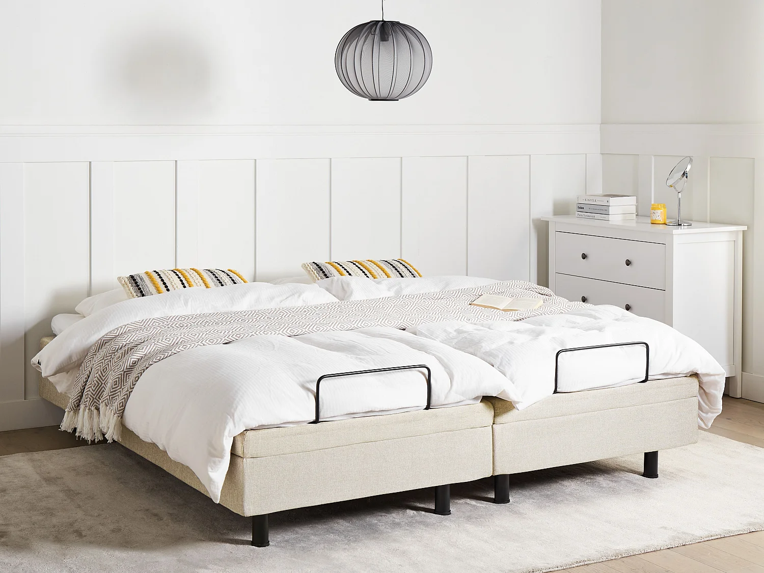 Adjustable Bed without Headboard Fabric CASTELLAN 180 x 200 cm (EU Super King) Beige