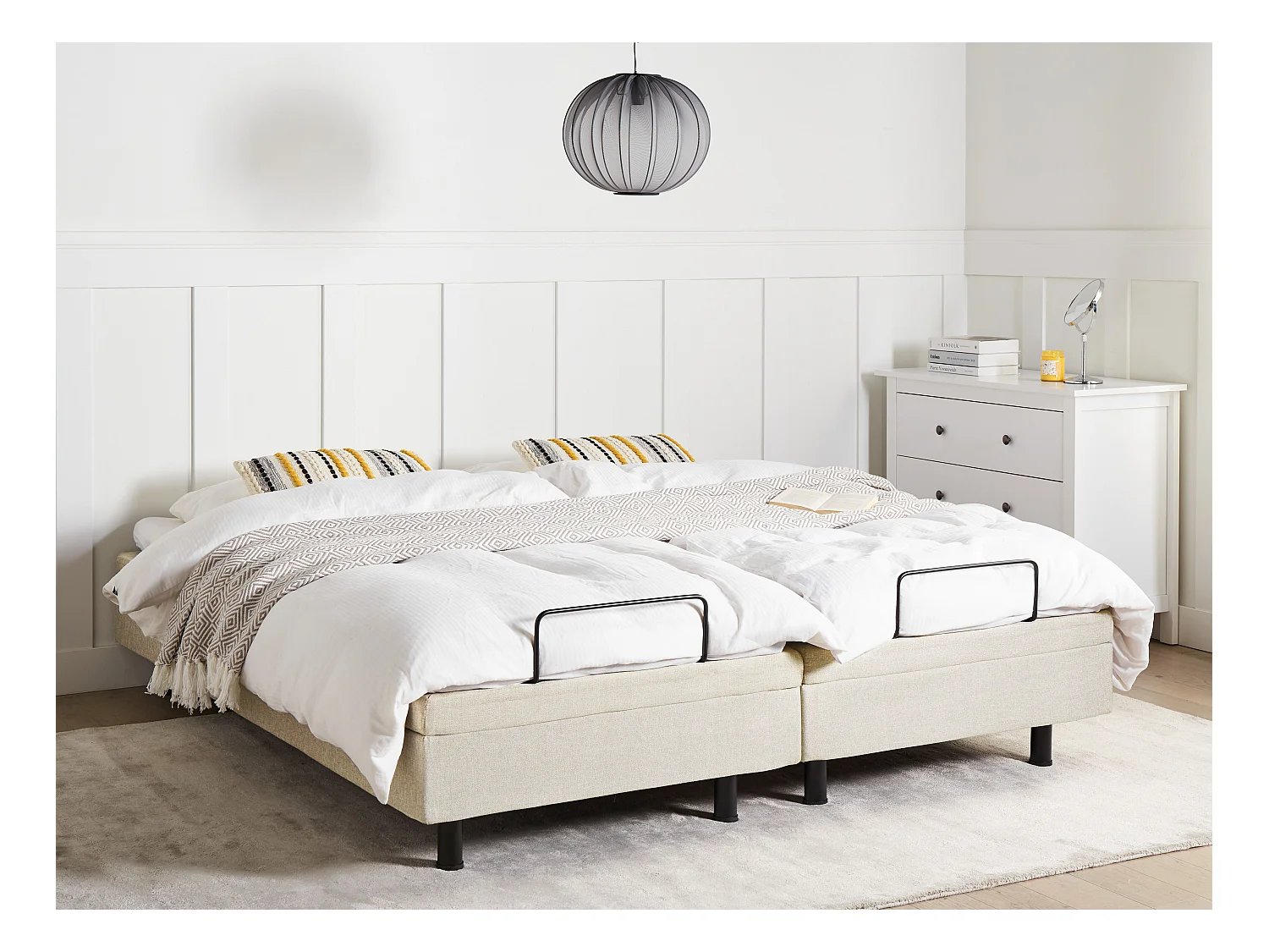 Lit réglable sans tête de lit Tissu DUKE II 160 x 200 cm Beige