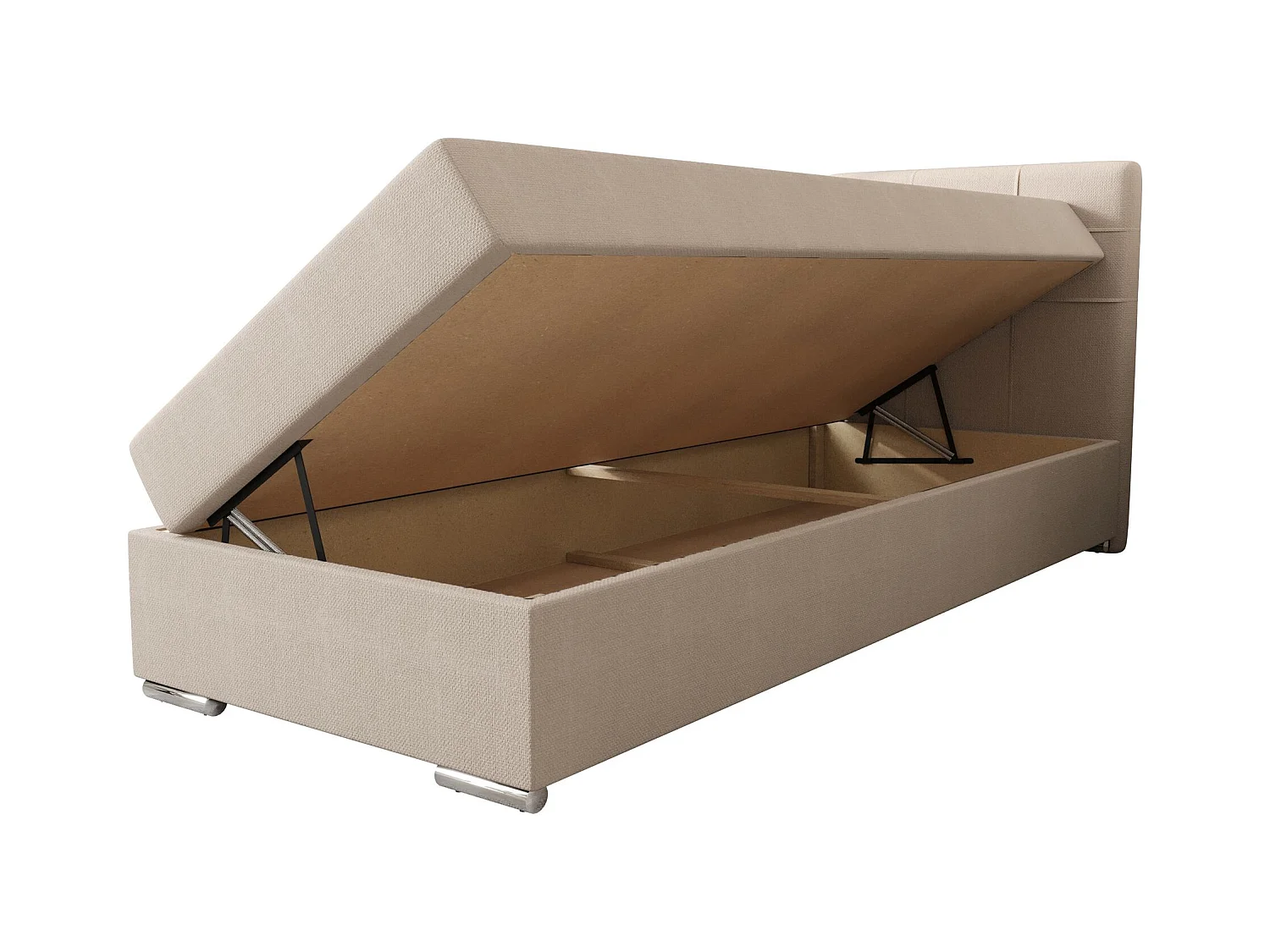 BEDANTE lit à sommier tapissier ZAKO 1 90x200 Cosmic 10 beige ouverture à droite lit litkasten