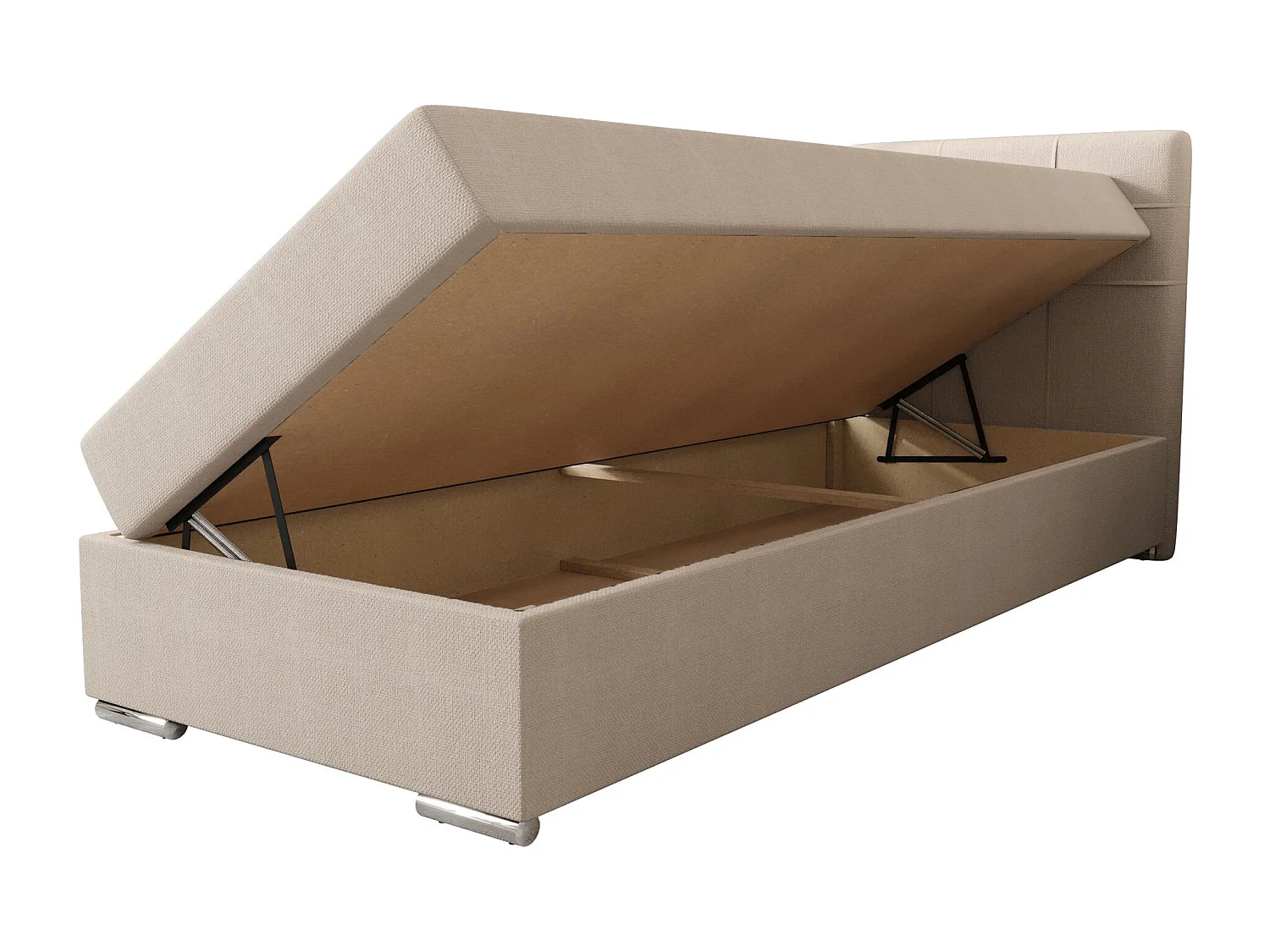 BEDANTE lit à sommier tapissier ZAKO 1 90x200 Cosmic 10 beige ouverture à droite lit litkasten