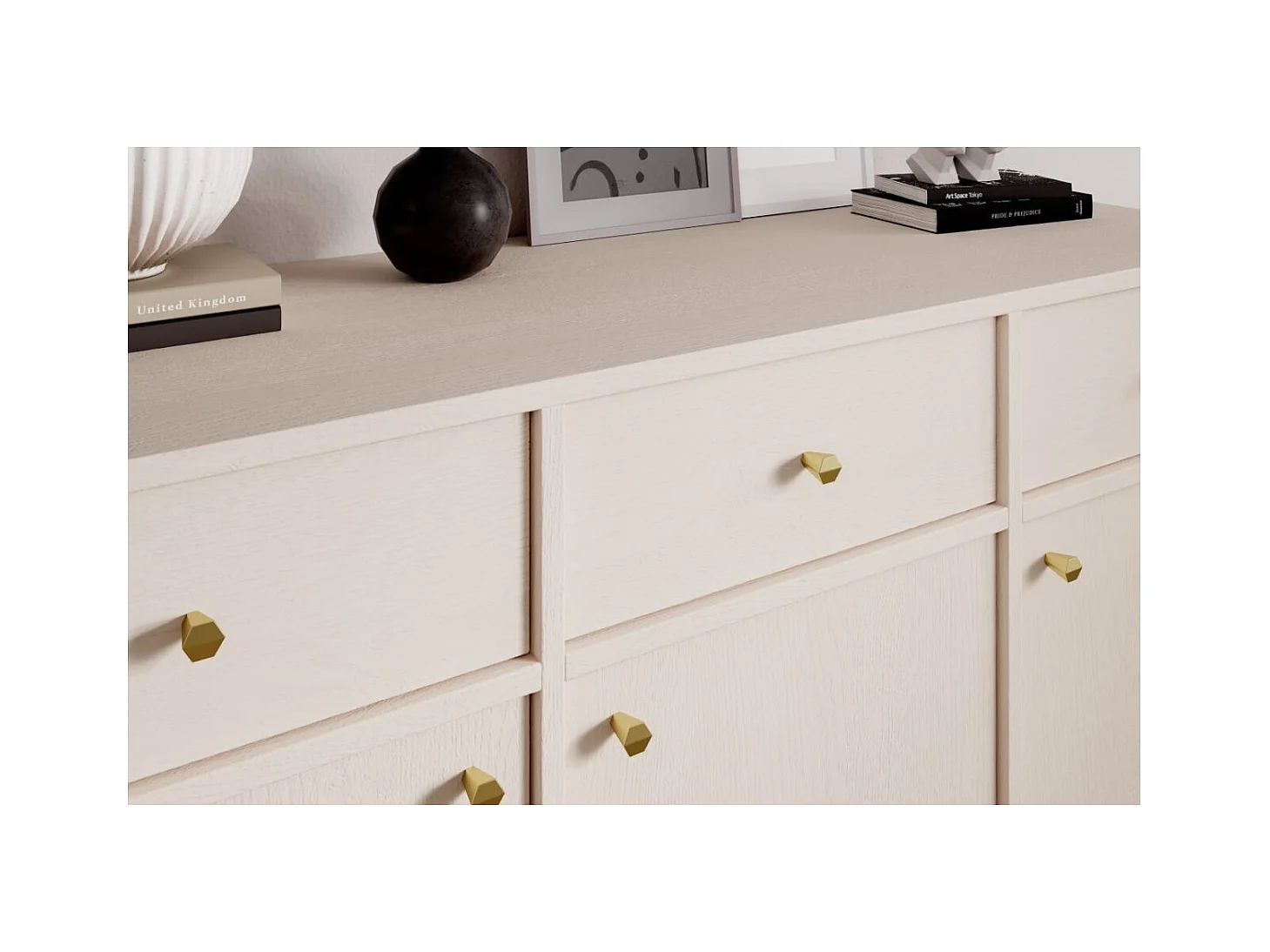 Credenza Tuli Line/ante a battente/cassetti/piano del mobile/Beige