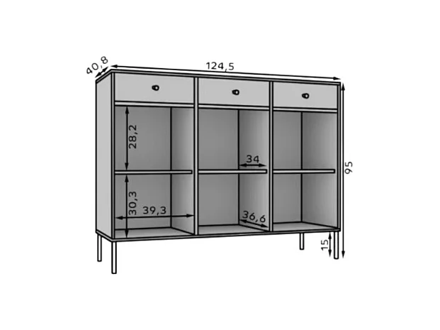 Credenza Tuli Line/ante a battente/cassetti/piano del mobile/Beige