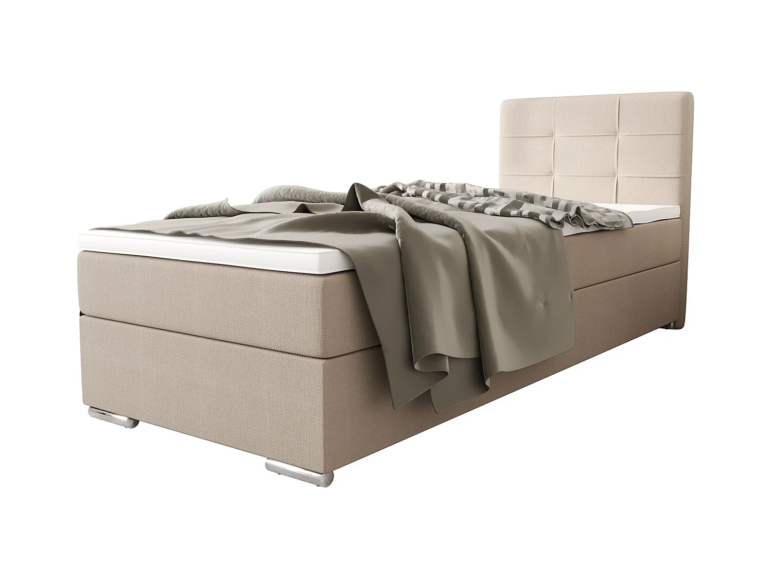 BEDANTE lit à sommier tapissier ZAKO 1 80x200 Cosmic 10 beige ouverture à droite lit litkasten