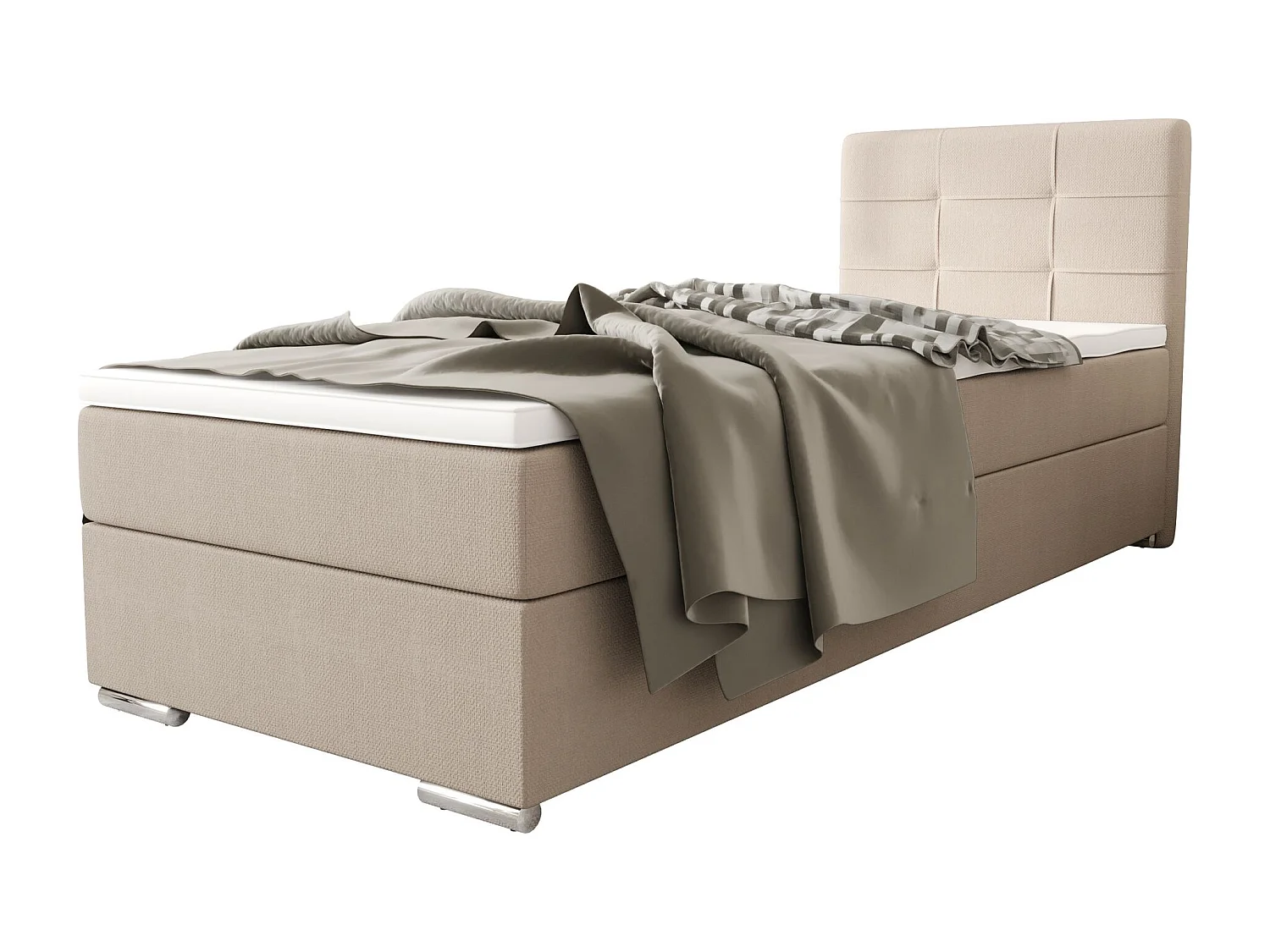 BEDANTE lit à sommier tapissier ZAKO 1 80x200 Cosmic 10 beige ouverture à droite lit litkasten