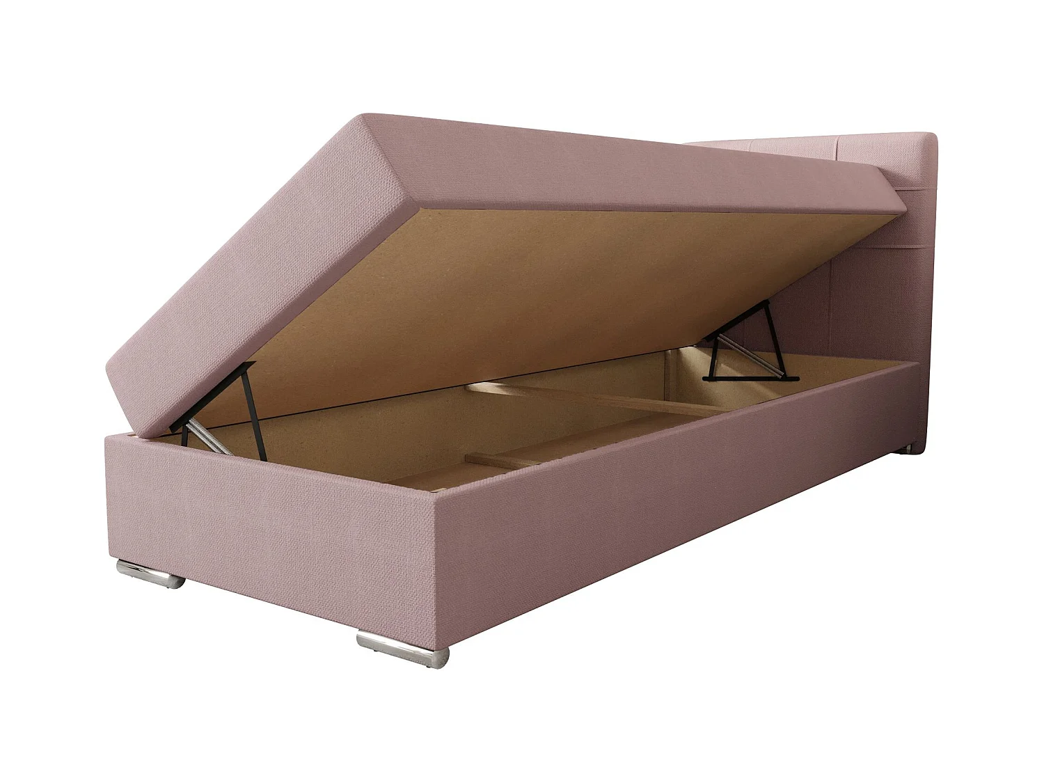 BEDANTE lit à sommier tapissier ZAKO 1 90x200 Cosmic 14 rose ouverture à droite lit litkasten