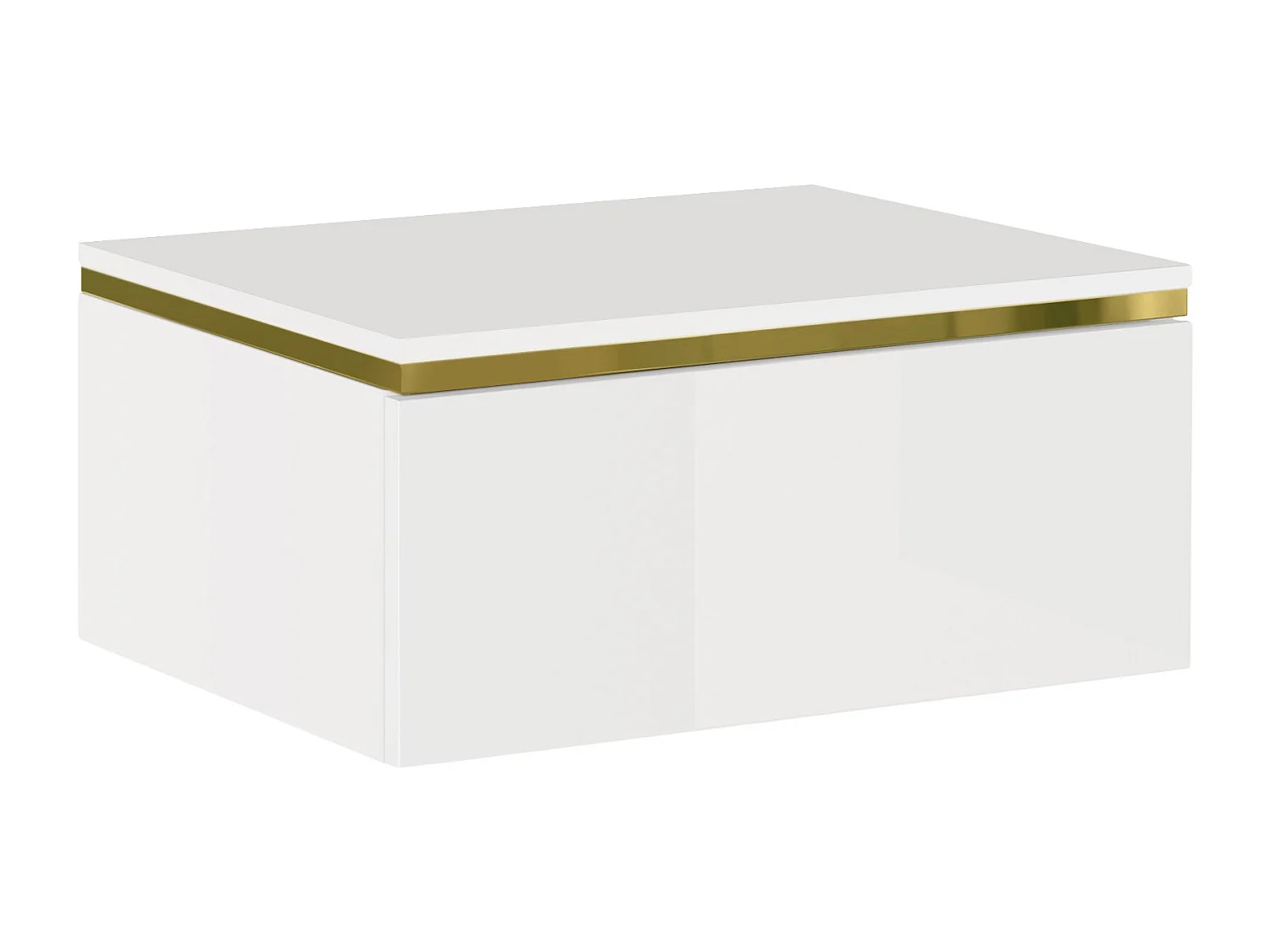 Lot de 2 tables de chevet suspendues avec 1 tiroir - Blanc brillant et doré - VUKIA de Pascal Morabito