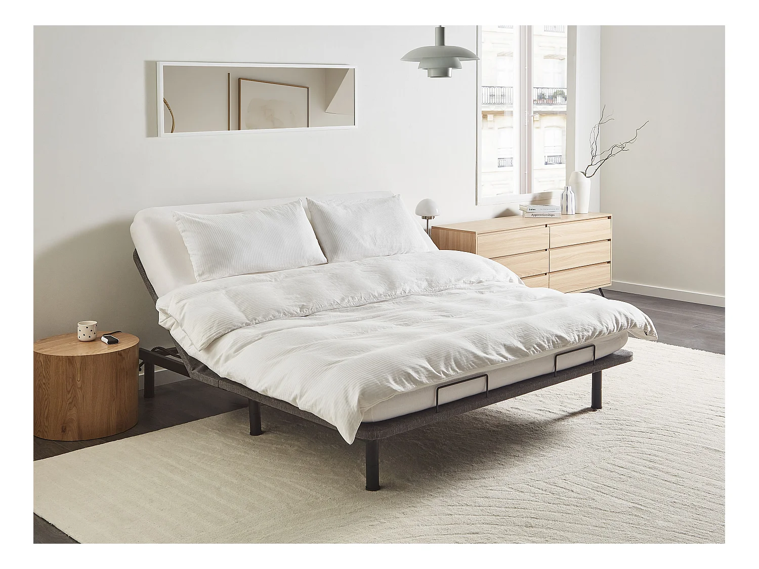 Sommier réglable électrique BRUNOY 180 x 200 cm Gris