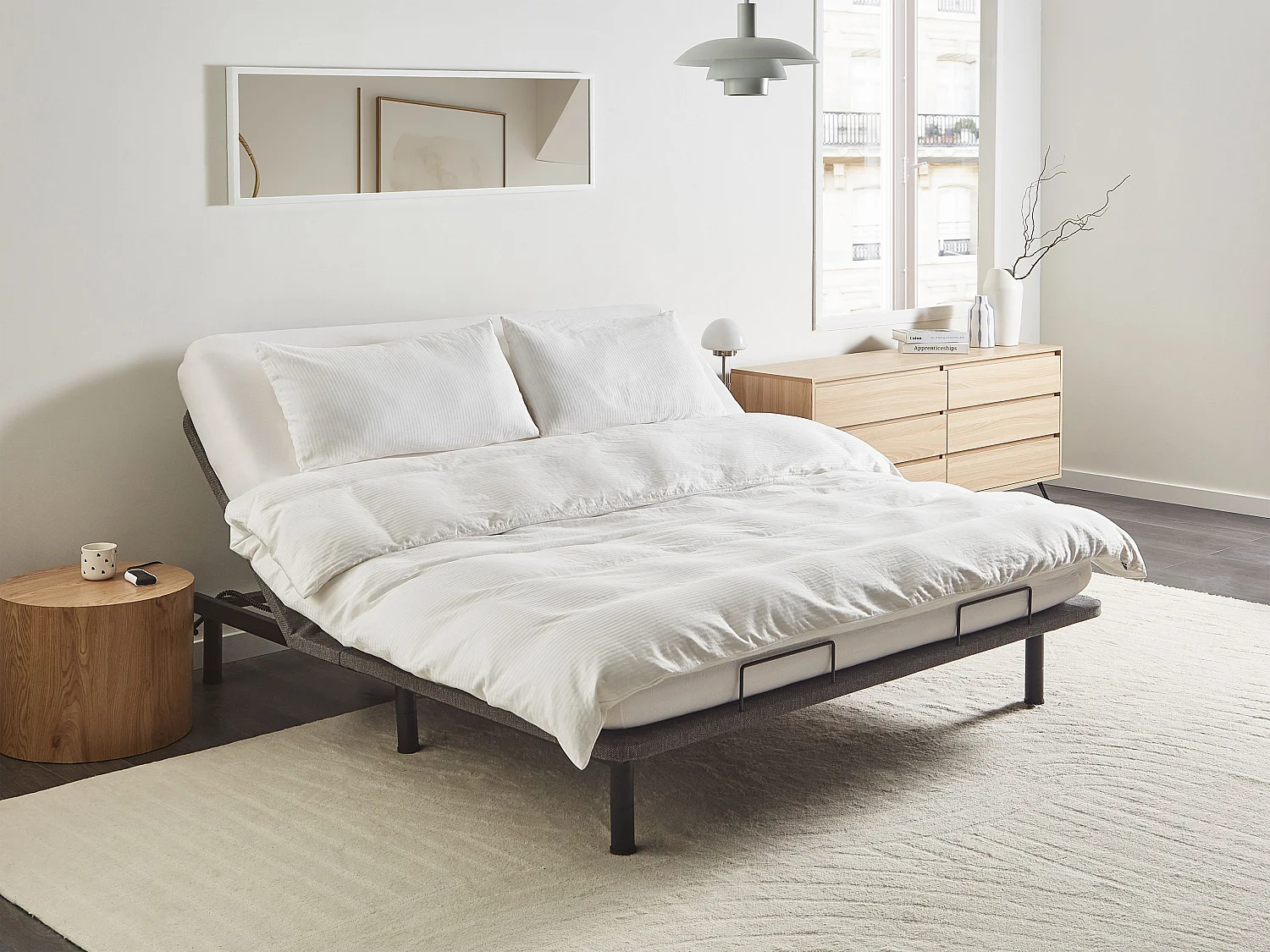 Sommier réglable électrique BRUNOY 180 x 200 cm Gris