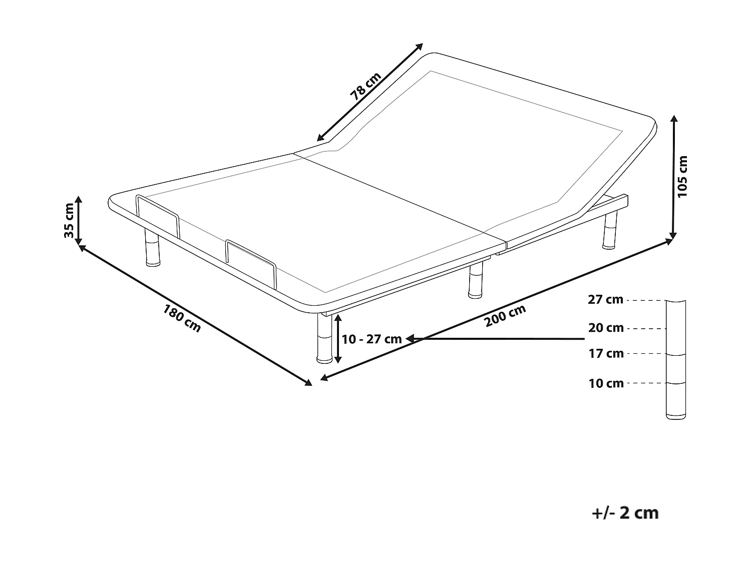 Elektrisch verstelbaar bedframe BRUNOY 180 x 200 cm Grijs