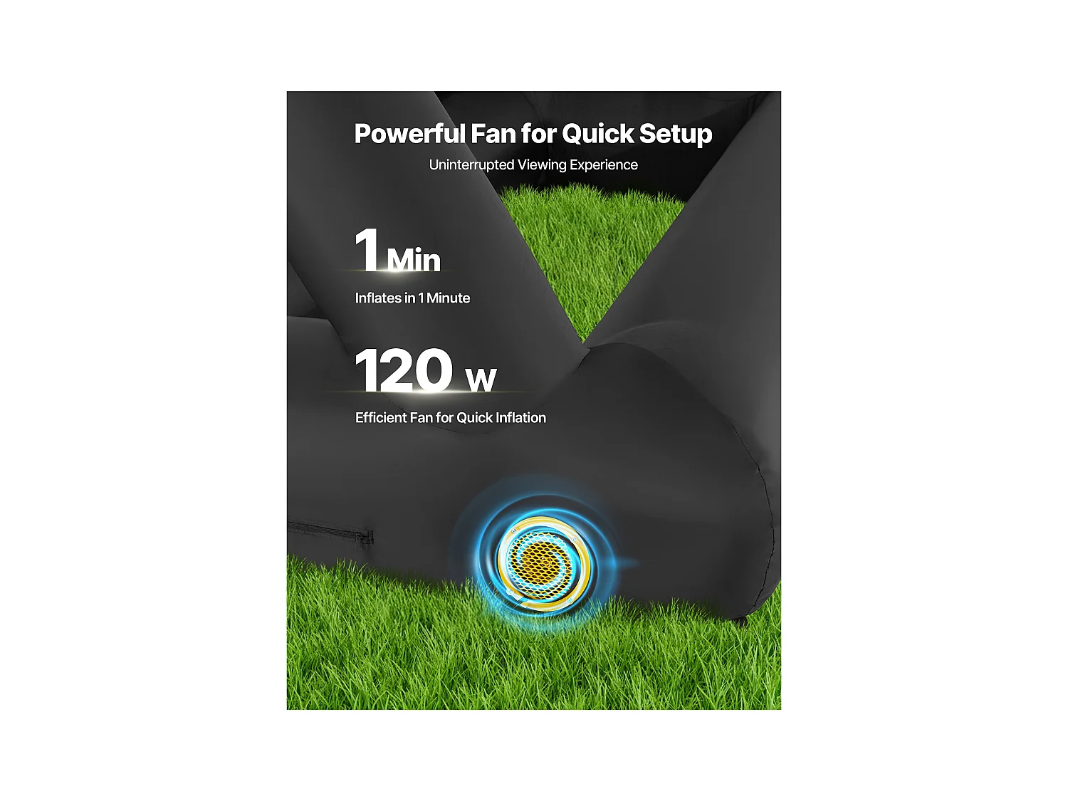 Écran de Projection Gonflable SucceBuy, Matériau 600D, Portable avec Sac de Rangement, Format 16:9, Idéal pour Home Cinéma, 378 x 160 x 317 cm