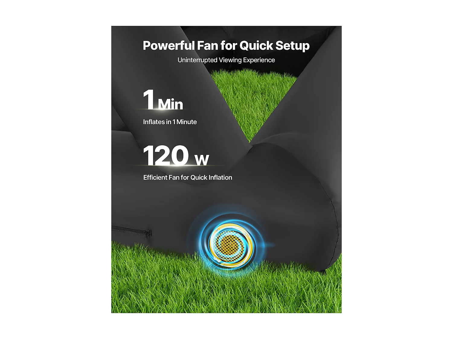 Écran de Projection Gonflable SucceBuy, Matériau 600D, Portable avec Sac de Rangement, Format 16:9, Idéal pour Home Cinéma, 378 x 160 x 317 cm