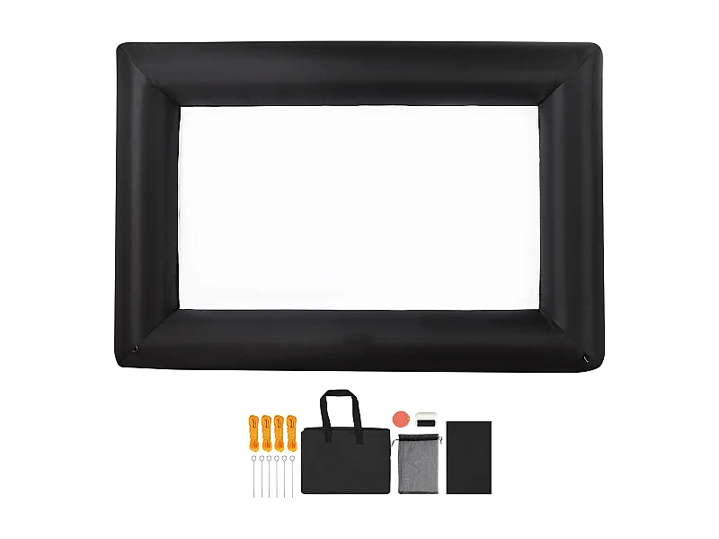 Schermo di Proiezione Gonfiabile SucceBuy, Materiale 600D, Portatile con Borsa di Stoccaggio, Formato 16:9, Ideale per Home Cinema, 378 x 160 x 317 cm