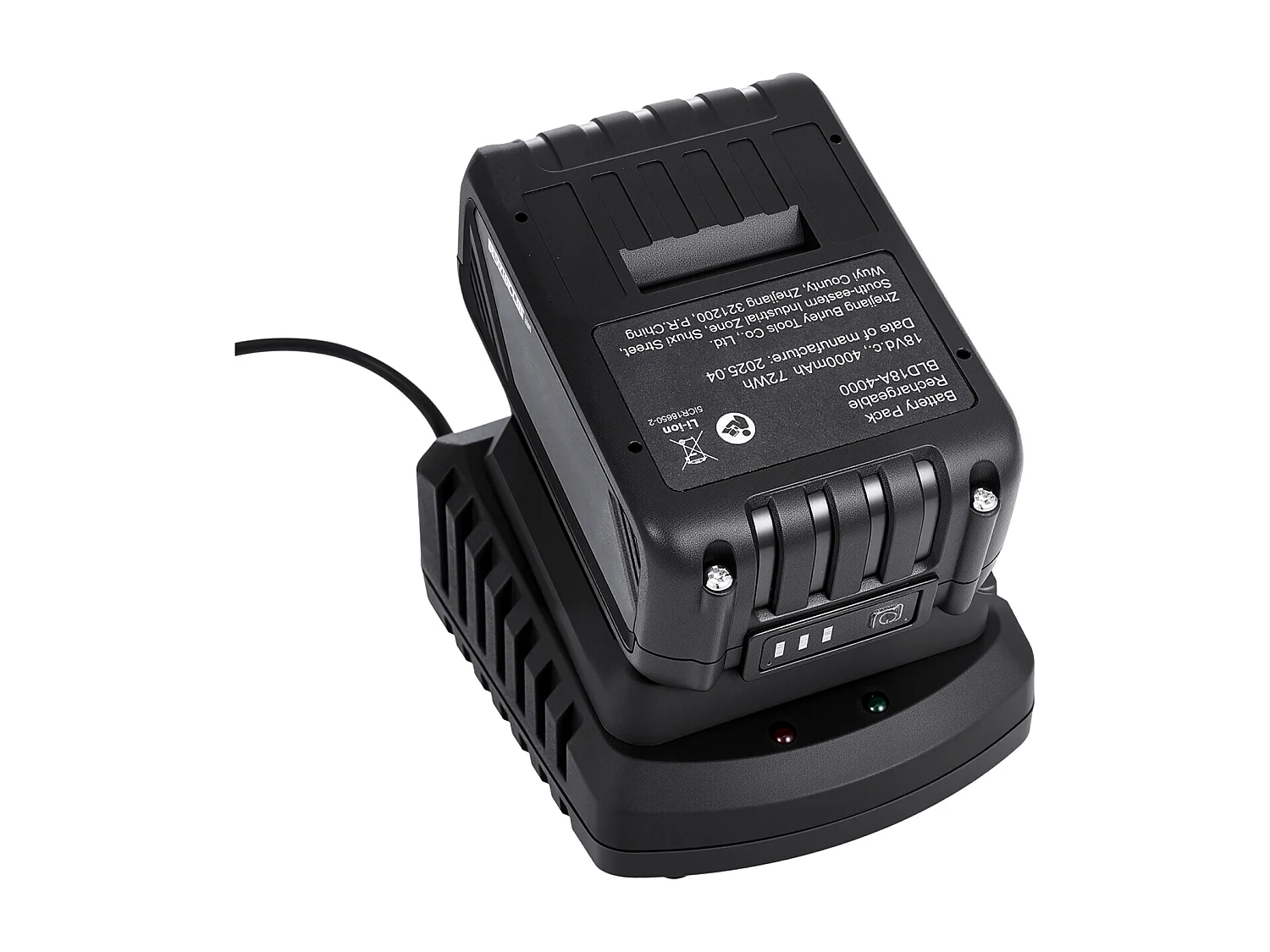 Bateria e Carregador 20 V SucceBuy, Bateria de Iões de Lítio 4 Ah Grande Capacidade, Indicador de Carga Claro, Compatível com Ferramentas de Série