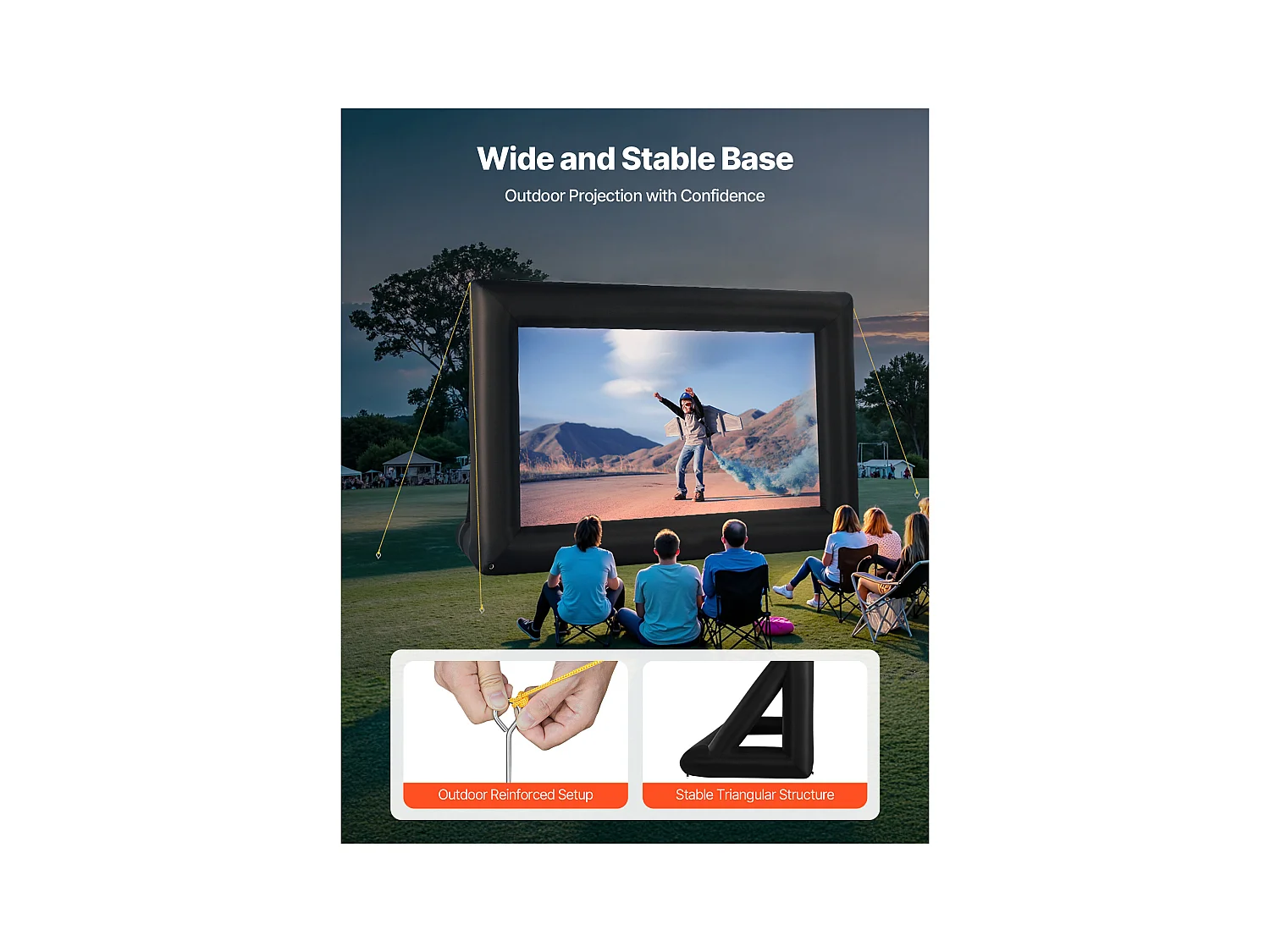 Écran de Projection Gonflable SucceBuy, Fabriqué en Matériau 600D Durable, Comprenant un Sac de Rangement Portable, Format 16:9, 409 x 160 x 272 cm