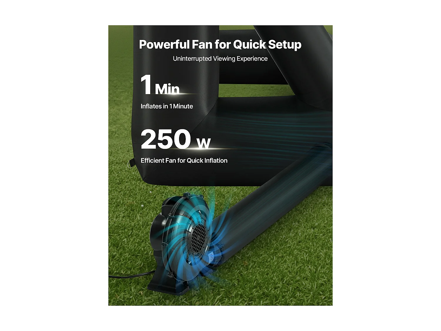 Écran de Projection Gonflable SucceBuy, Fabriqué en Matériau 600D Durable, Comprenant un Sac de Rangement Portable, Format 16:9, 409 x 160 x 272 cm