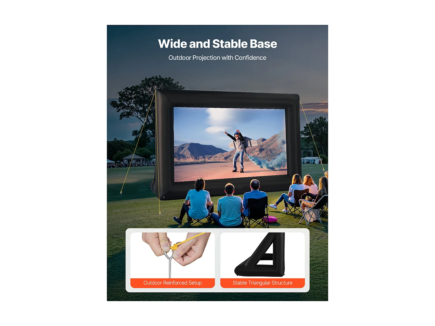 Écran de Projection Gonflable SucceBuy, Fabriqué en Matériau 600D Durable, Comprenant un Sac de Rangement Portable, Format 16:9, 409 x 160 x 272 cm