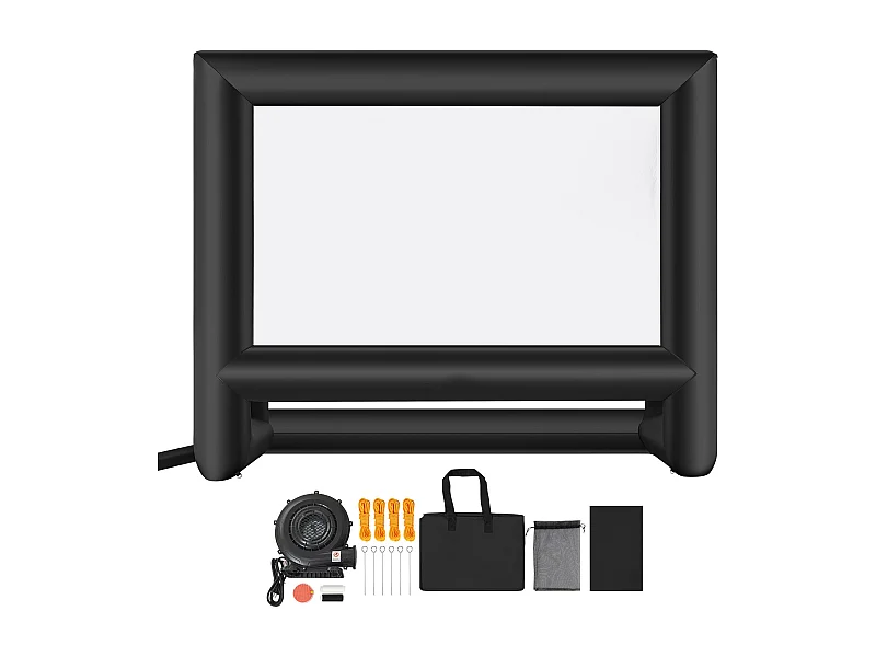 Aufblasbare Projektionsleinwand SucceBuy, Hergestellt aus Robustem 600D-Material, Einschließlich Tragbarer Aufbewahrungstasche, Format 16:9, 413 x 160 x 330 cm