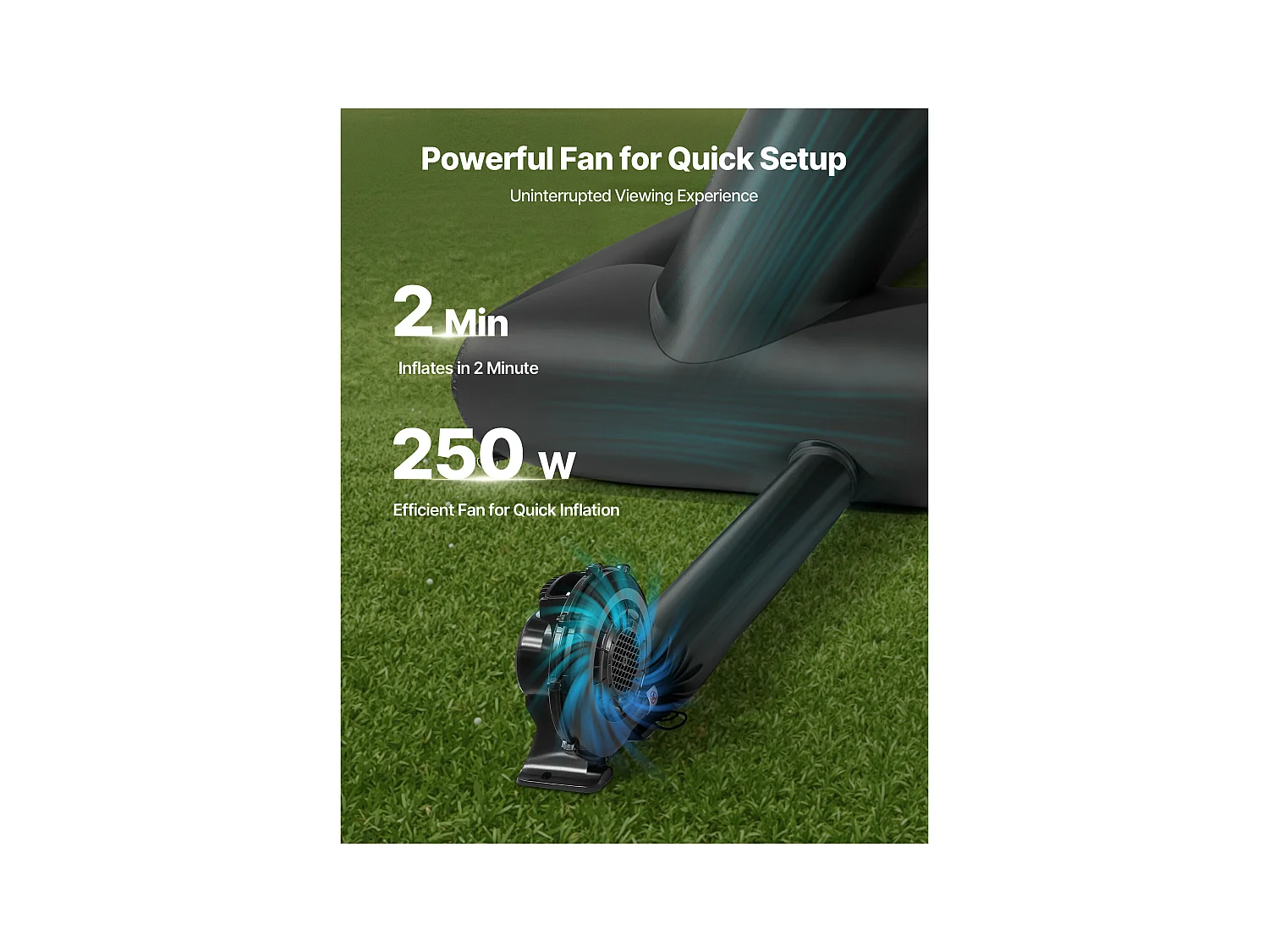 Nadmuchiwany Ekran do Projekcji SucceBuy, Wykonany z Wytrzymałego Materiału 600D, Wraz z Przenośnym Pokrowcem, Format 16:9, 413 x 160 x 330 cm