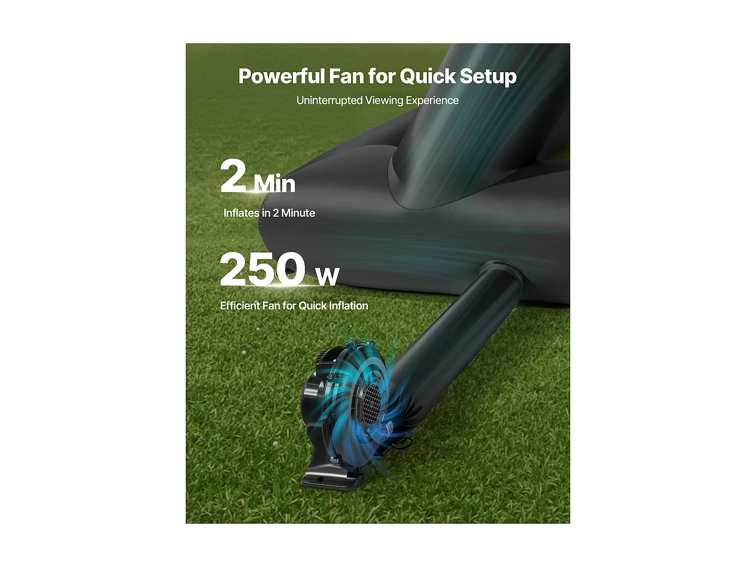 Écran de Projection Gonflable SucceBuy, Fabriqué en Matériau Robuste 600D, Y Compris Sac de Rangement Portable, Format 16:9, 413 x 160 x 330 cm